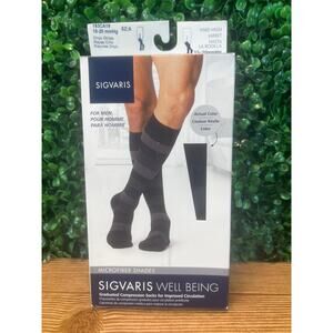 Mens Sigvaris Well Being Knee High Microfiber Sz A Onyx Stripe Compression Socks